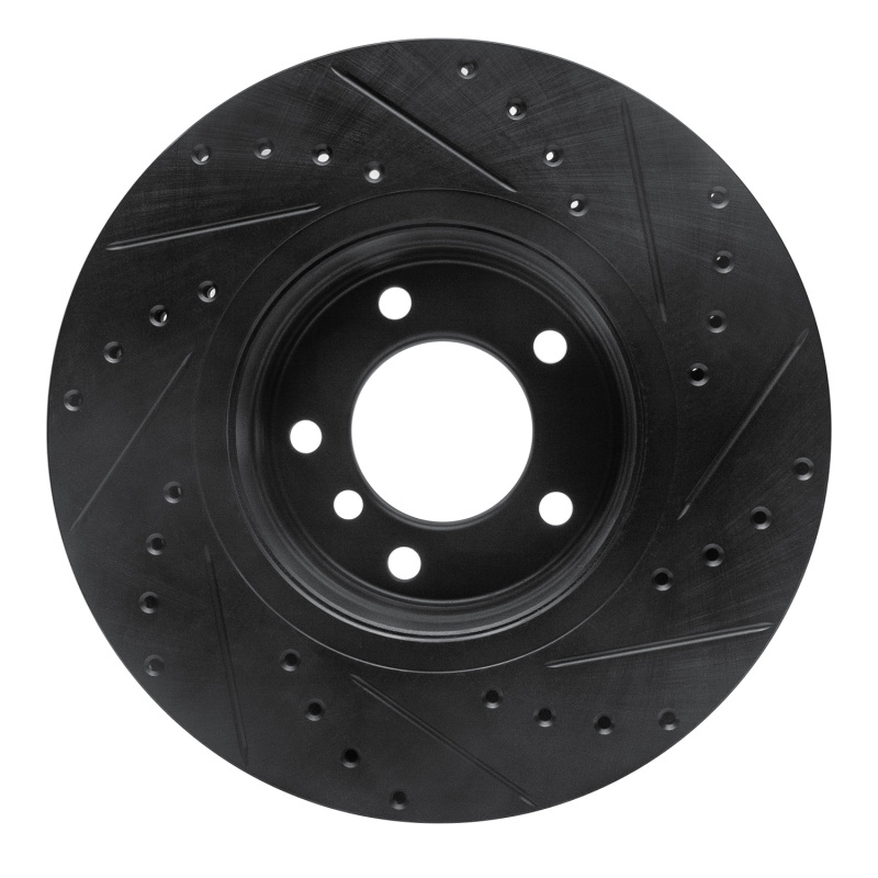 BMW 525i Brake Rotor (1) - Front Left - R1 Concepts - Drilled & Slotted - Black - `04-`10